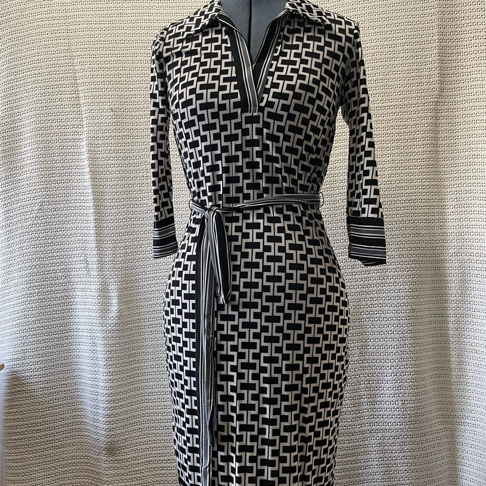 Mlle Gabrielle Monochrome Long Sleeve Dress